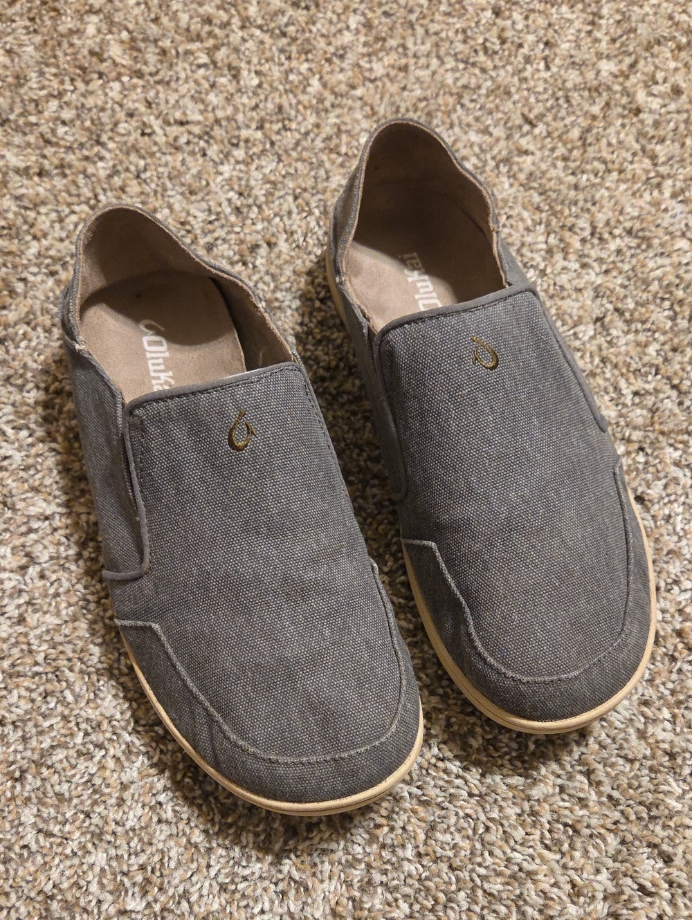 OluKai Men's Nohea Lole Grey Canvas Slip-On Loafers